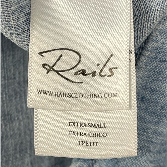 Rails Amelie Tie front Linen blend Chambray Shirt Western Festival Beach - Picture 7 of 10